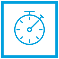 Stopwatch icon highlighting faster and safer installation, saving up to 4 hours per changeout with the CIF Center Tube Kit