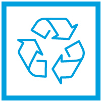 Recycling symbol representing sustainable disposal of metal-free, fully incinerable, and crushable filter elements